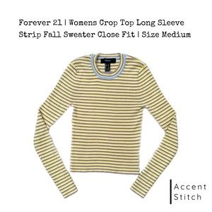 Forever 21 | Women’s Crop Top Long Sleeve Strip Fall Sweater Close Fit |…
